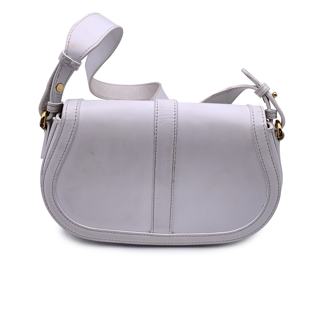 Versace White Leather Greca Goddess Shoulder Bag Handbag