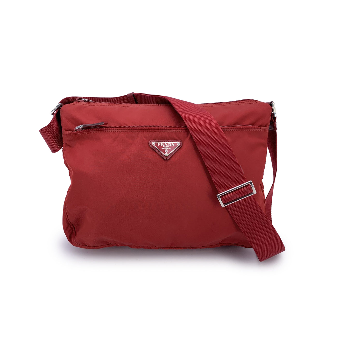 Prada Red Nylon Tessuto Messenger Crossbody Shoulder Bag