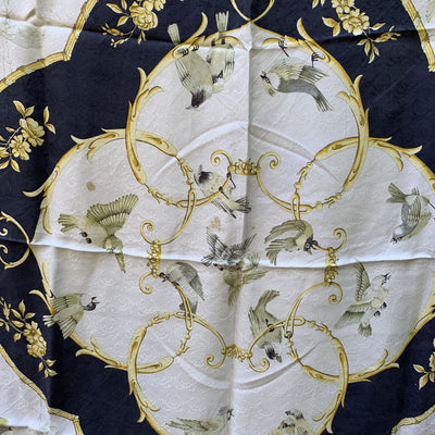 Hermes White Jacquard Silk Scarf La Cle Des Champs 1965 Faconnet