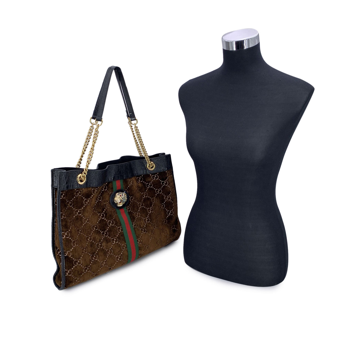 Gucci Brown Monogram Velvet Large Rajah Tote Shoulder Bag