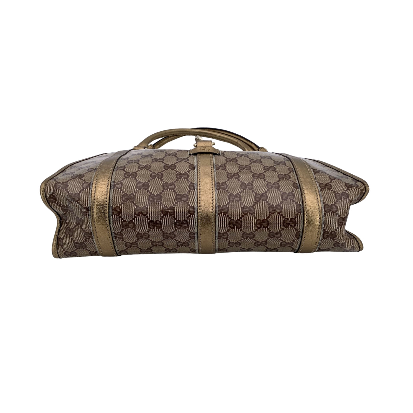 Gucci Gold Crystal GG Canvas Pushlock Bardot Hobo Bag