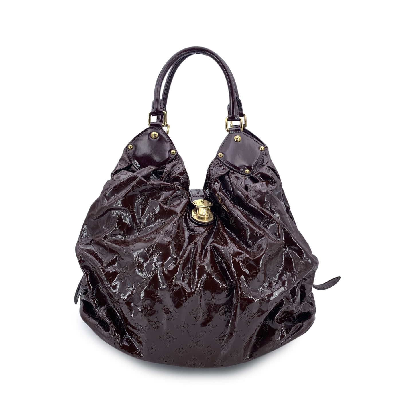 Louis Vuitton Limited Edition Brown Patent Leather Surya XL Hobo Bag