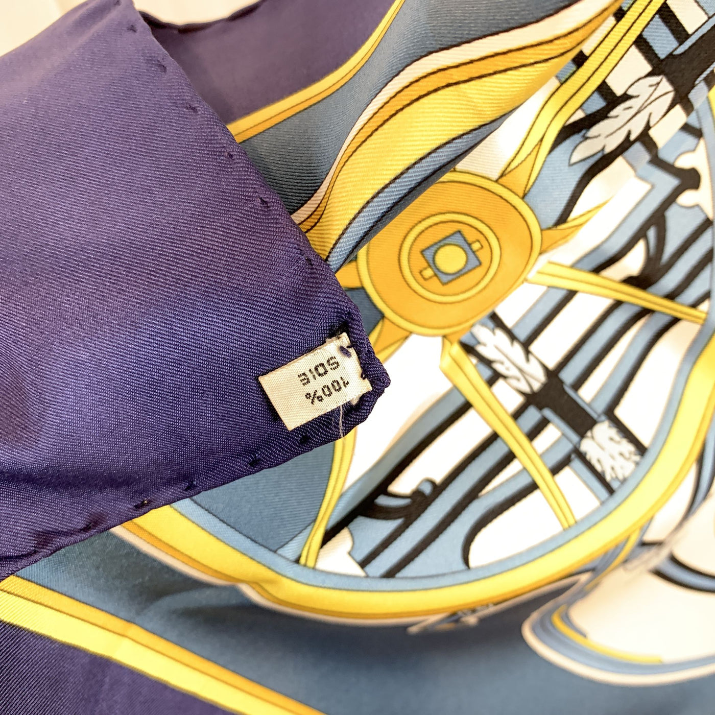 Hermes Vintage Blue Silk Washington's Carriage Scarf 1979 Caty Latham