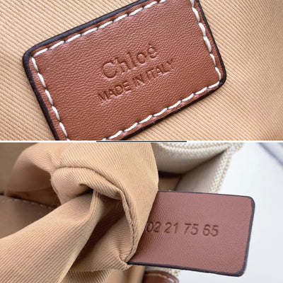 Chloe Beige Linen Canvas and Leather Large Woody Tote Bag