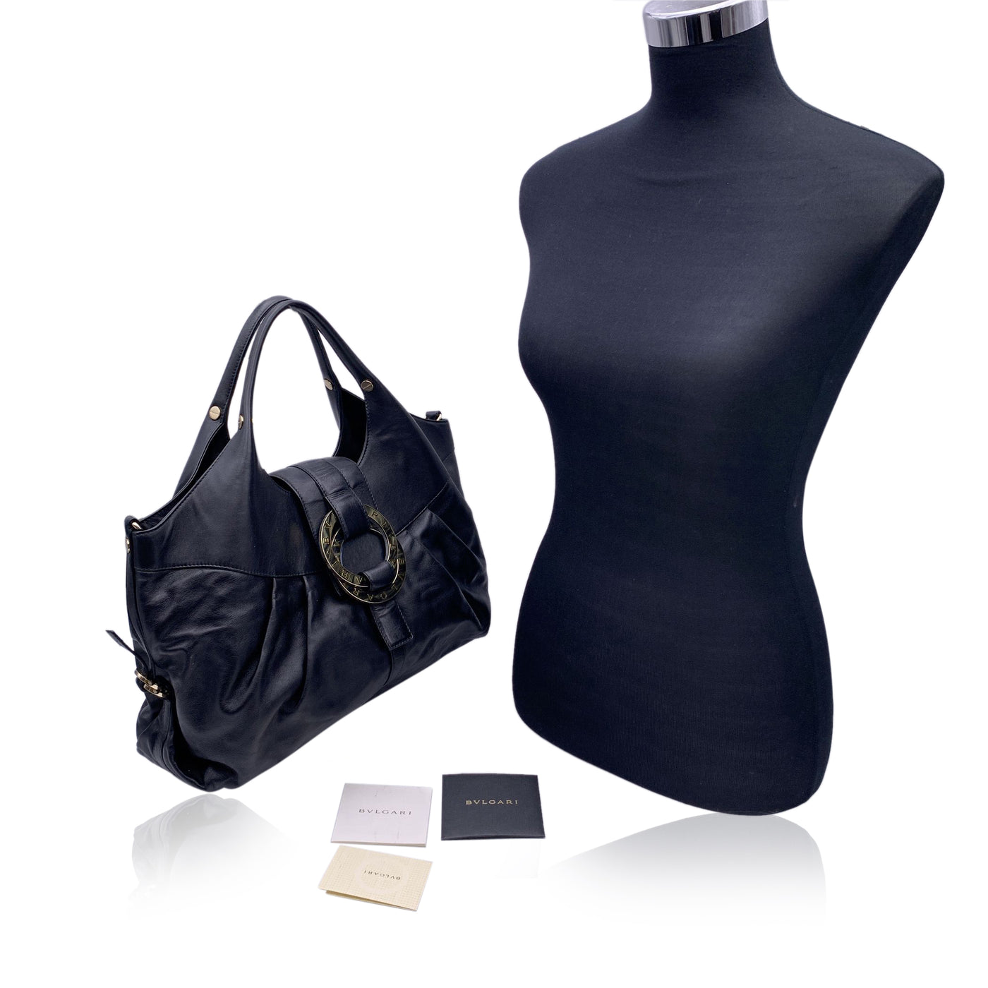 Bvlgari Bulgari Black Leather Chandra Hobo Shoulder Bag Tote