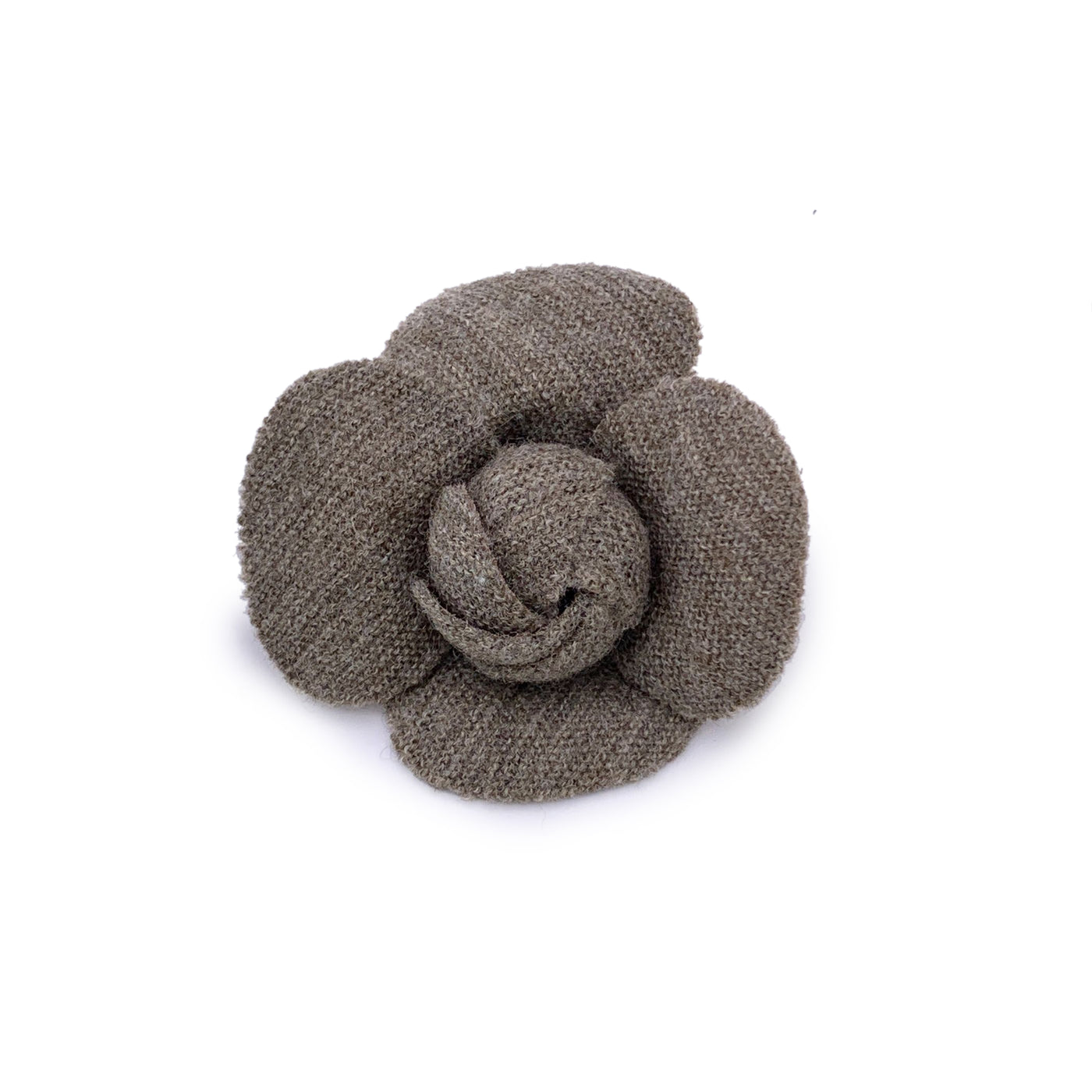 Chanel Vintage Grey Tweed Flower Brooch Pin Camelia Camellia