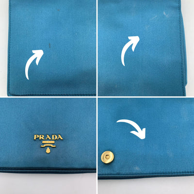 Prada Teal Blue Satin Evening Clutch Bag Pochette BP0181