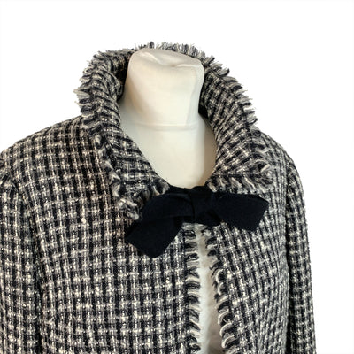Chanel 2004 Black White Wool Tweed Jacket with Bows Size 42 FR