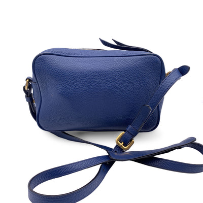 Prada Blue Vitello Phenix Leather Crossbody Messenger Camera Bag