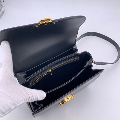Celine Black Leather Triomphe Classique Medium Shoulder Bag