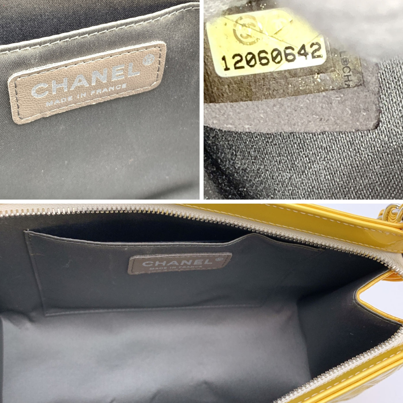 Chanel Yellow Embossed Patent Leather Lucky Symbols Pochette Bag