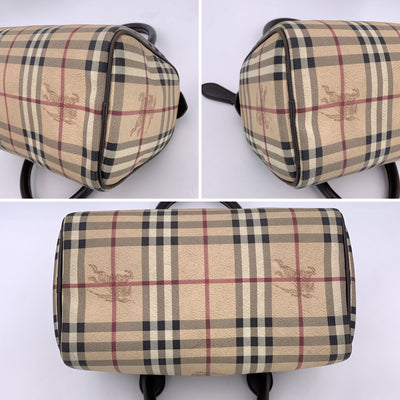 Burberry Beige Haymarket Check Canvas Chester Small Boston Bag