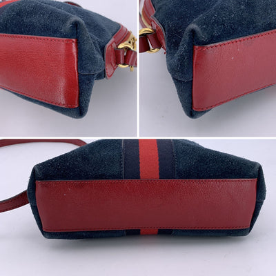 Gucci Blue Suede Ophidia Dome Crossbody Shoulder Bag