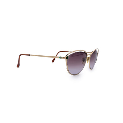 Valentino Vintage Gold Metal Green Sunglasses Mod. V390 54/17 135mm