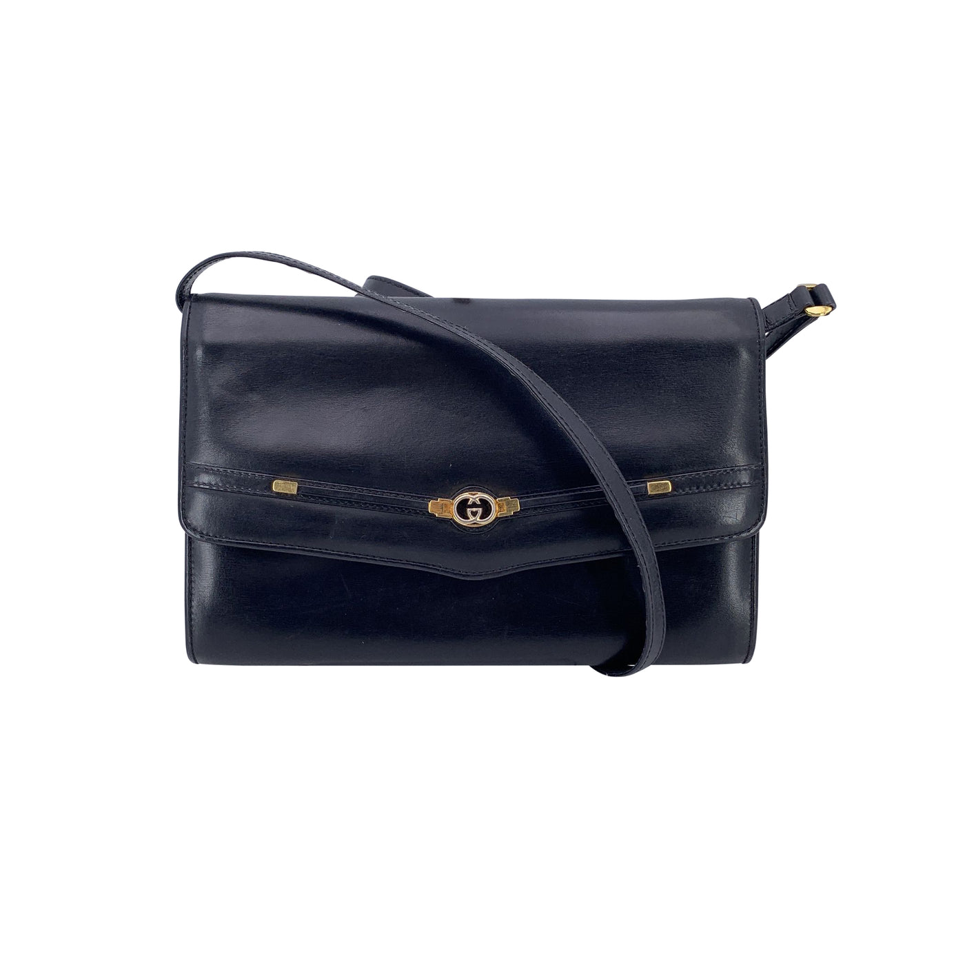 Gucci Vintage Black Leather Convertible Bag Shoulder Bag Clutch