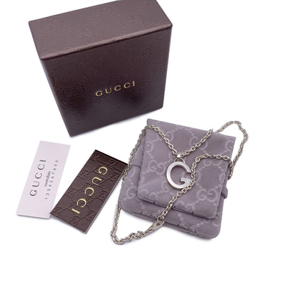 Gucci Sterling Silver G Letter Pendant Unisex Chain Necklace