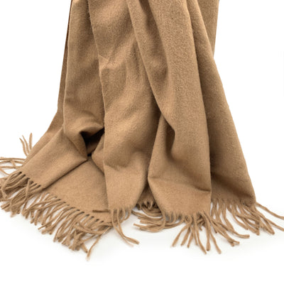 Max Mara Tan Beige Wool Stole Wrap Large Scarf Stole