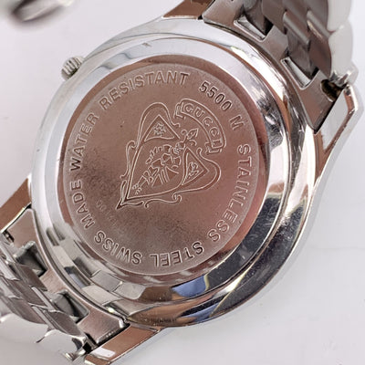 Gucci Stainless Steel Mod 5500 M Watch Date Indicator White