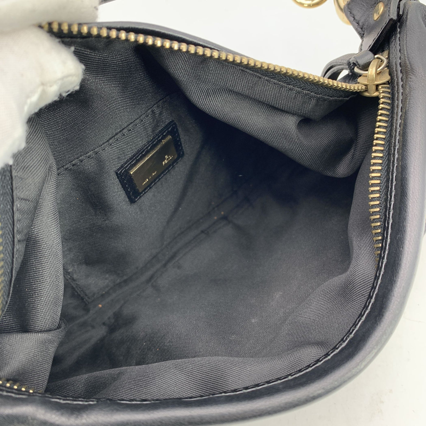 Fendi Black Nappa Leather Small Chef Pocket Shoulder Bag