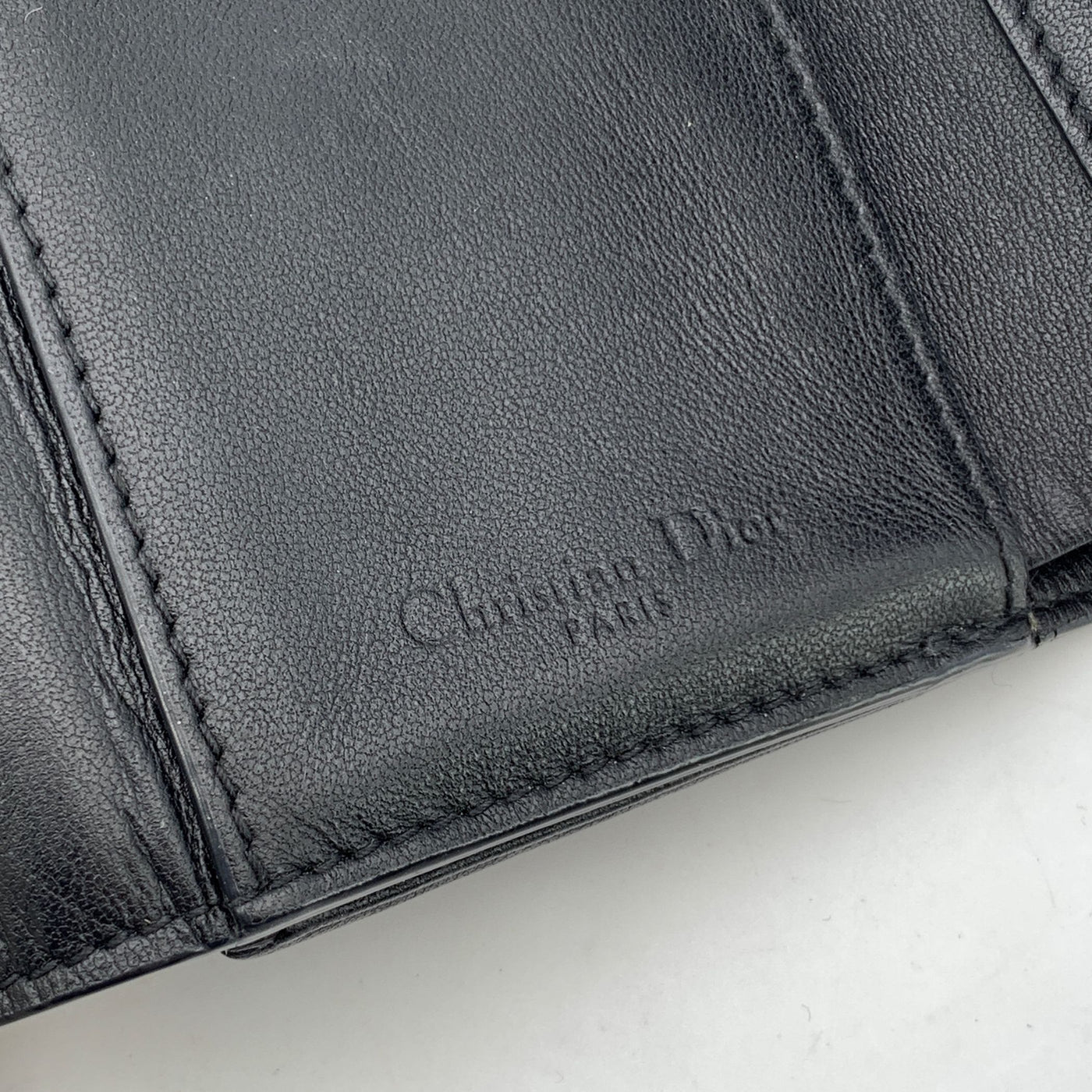 Christian Dior Black Cannage Quilting Leather Small Wallet Coin Purse