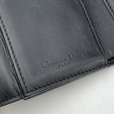 Christian Dior Black Cannage Quilting Leather Small Wallet Coin Purse