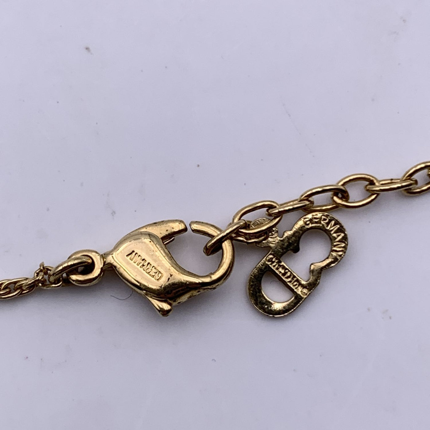 Christian Dior Gold Metal Small CD Logo Pendant Chain Necklace