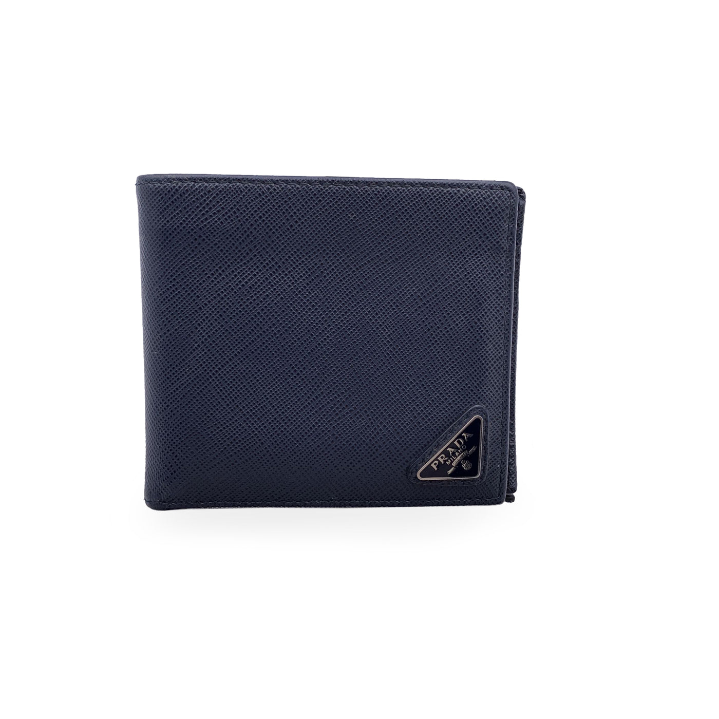 Prada Blue Saffiano Leather Bifold Wallet Coin Purse