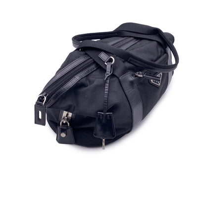 Prada Black Tessuto Nylon and Leather Tote Shoulder Bag