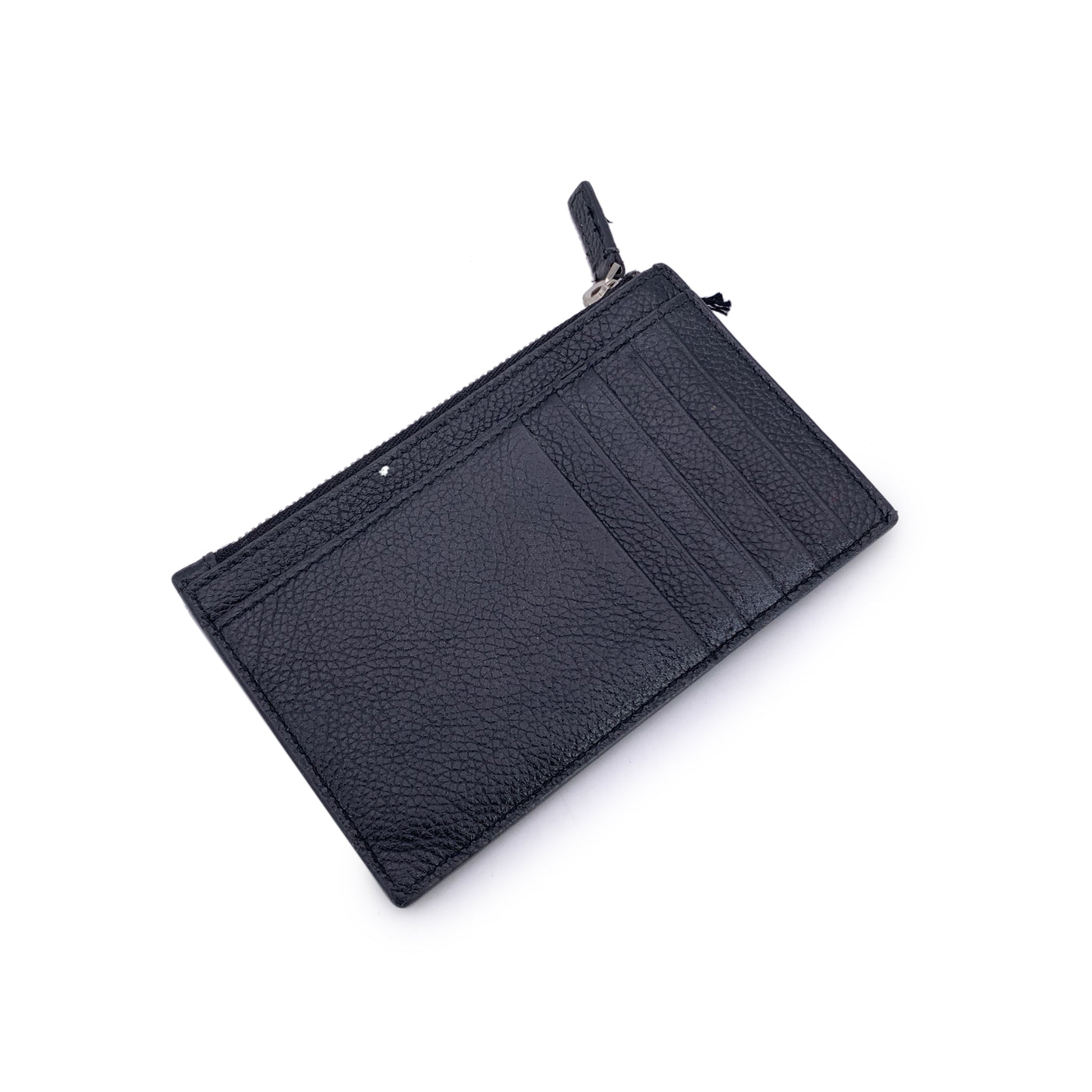 Balenciaga Black Leather Logo Cash Long Coin And Card Holder Wallet