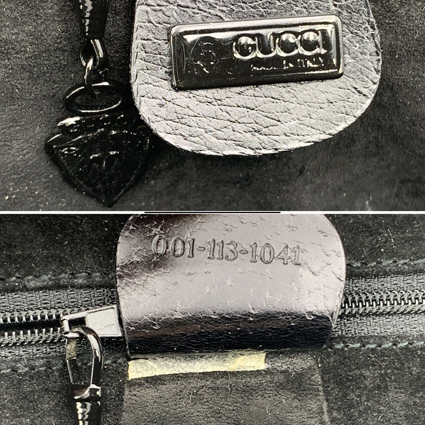 Gucci Vintage Black Leather Zip Around Crossbody Shoulder Bag
