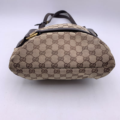 Gucci Beige Brown Monogram Canvas Bucket Shoulder Bag Tote