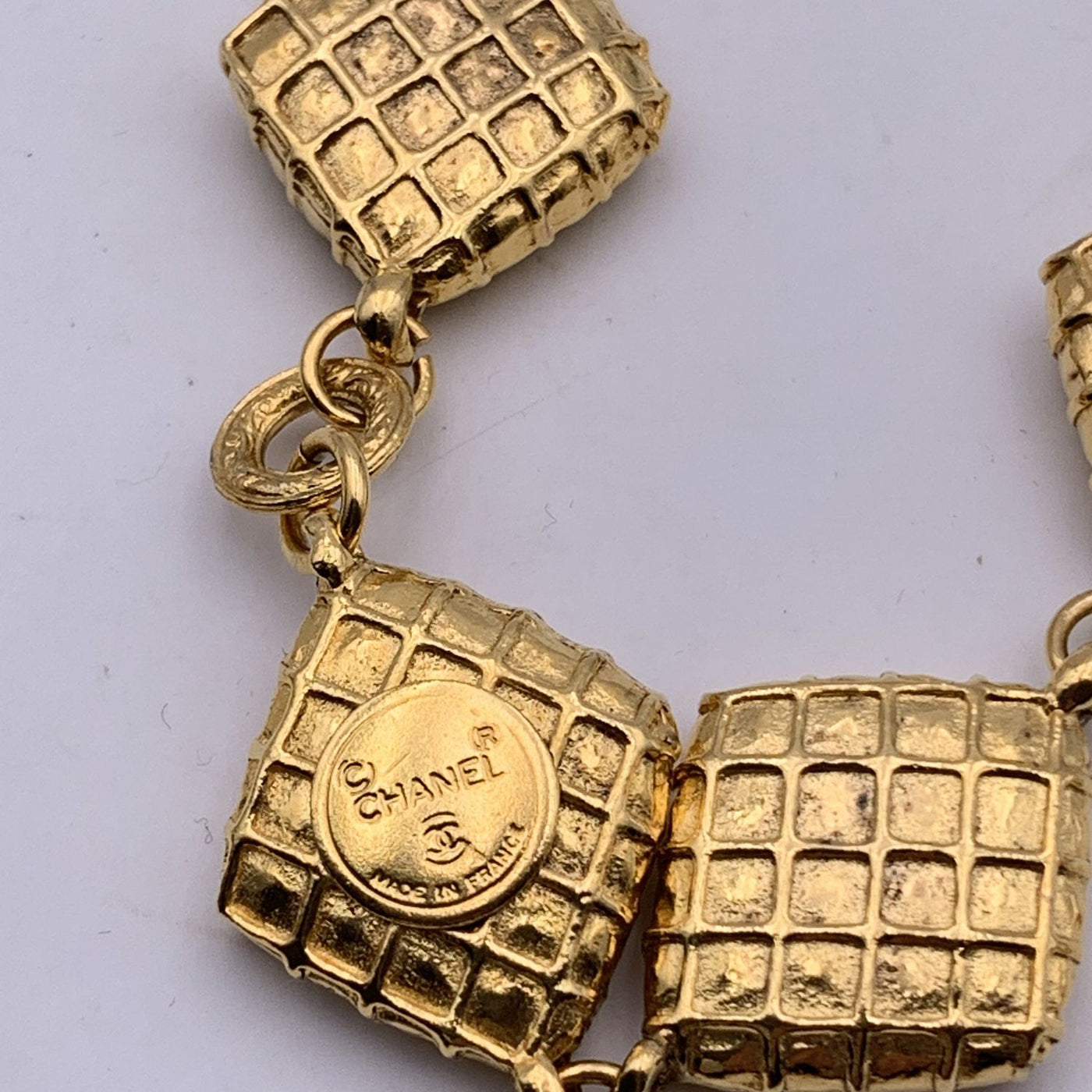 Chanel Vintage Gold Metal Quilted Collar Necklace