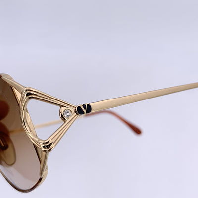 Valentino Vintage Gold Metal Oval Sunglasses Mod. V465 53/16 130mm