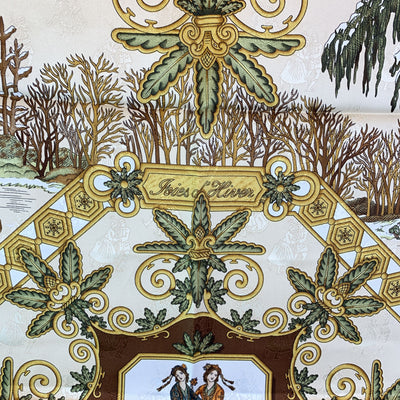 Hermes Vintage Brown Silk Scarf Joies d’Hiver 1992 Joachim Metz