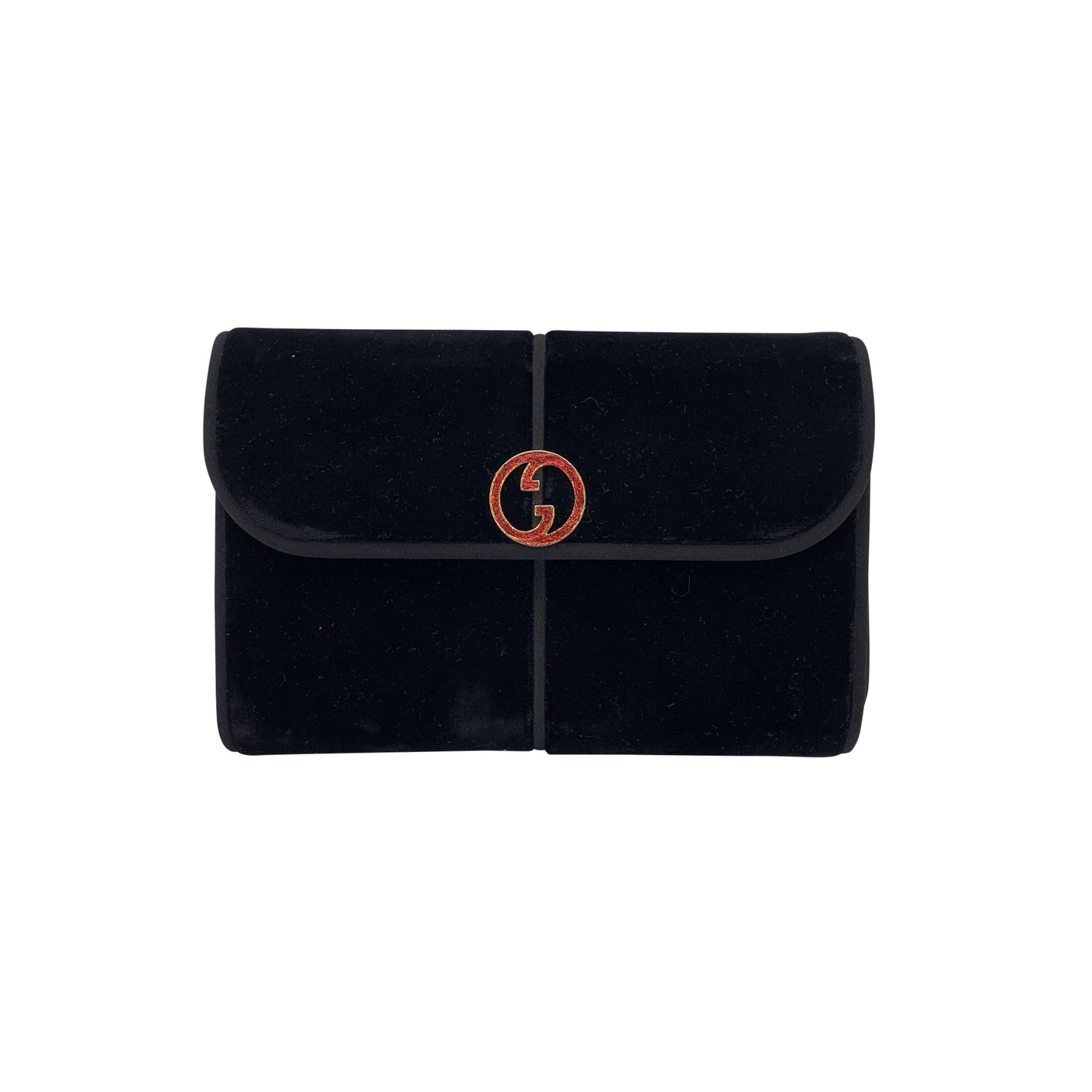Gucci Vintage Black Velvet GG Logo Evening Bag Clutch