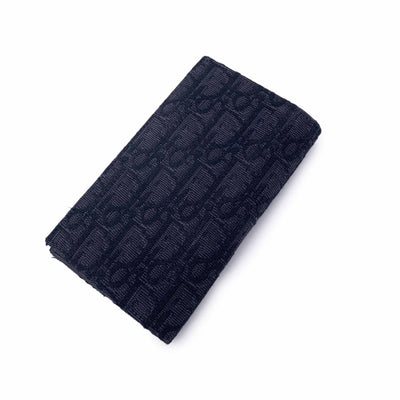 Christian Dior Black Jacquard Canvas Bi-Fold Vertical Card Holder