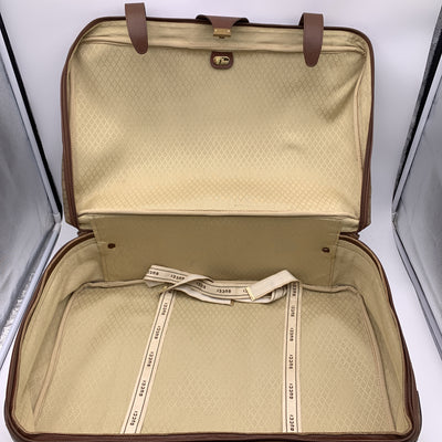 Gucci Vintage Beige Monogram Canvas Travel Bag Suitcase