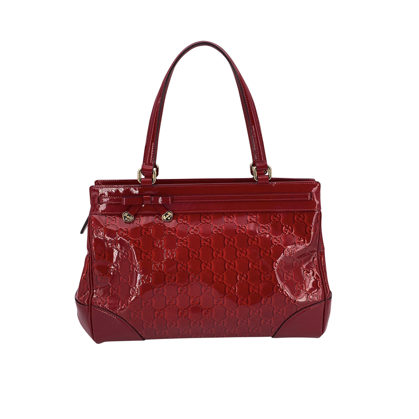 Gucci Red Guccissima Patent Leather Mayfair Tote Bag