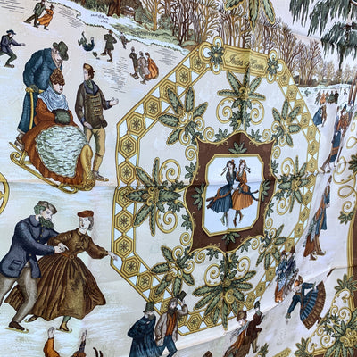 Hermes Vintage Brown Silk Scarf Joies d’Hiver 1992 Joachim Metz