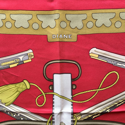 Hermes Vintage Red Silk Scarf Diane 1972 Henry De Linares