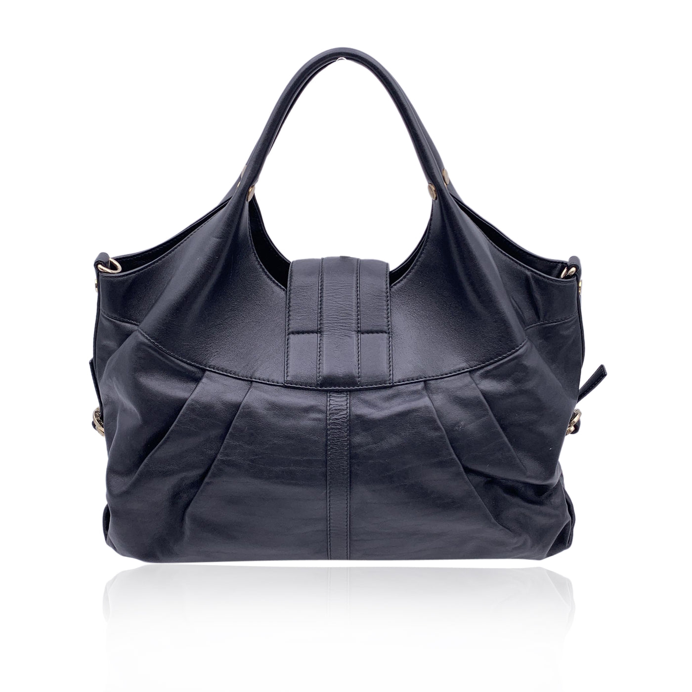 Bulgari Bvlgari Black Leather Chandra Hobo Shoulder Bag