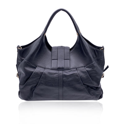 Bvlgari Bulgari Black Leather Chandra Hobo Shoulder Bag Tote