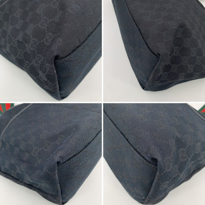 Gucci Black Monogram Canvas Web Strap Tote Diaper Bag