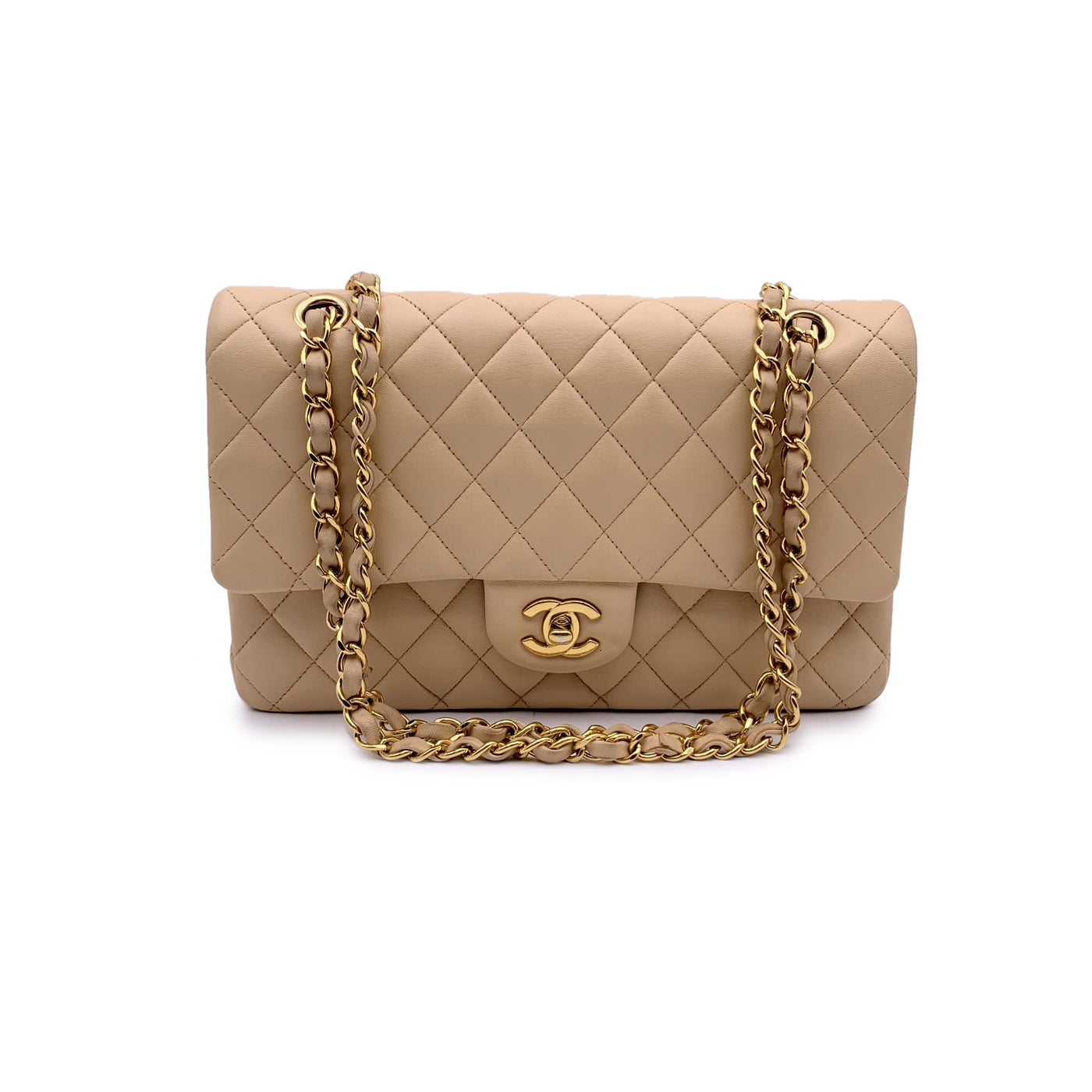 Chanel Beige Quilted Timeless Classic 2.55 Shoulder Bag 25 cm