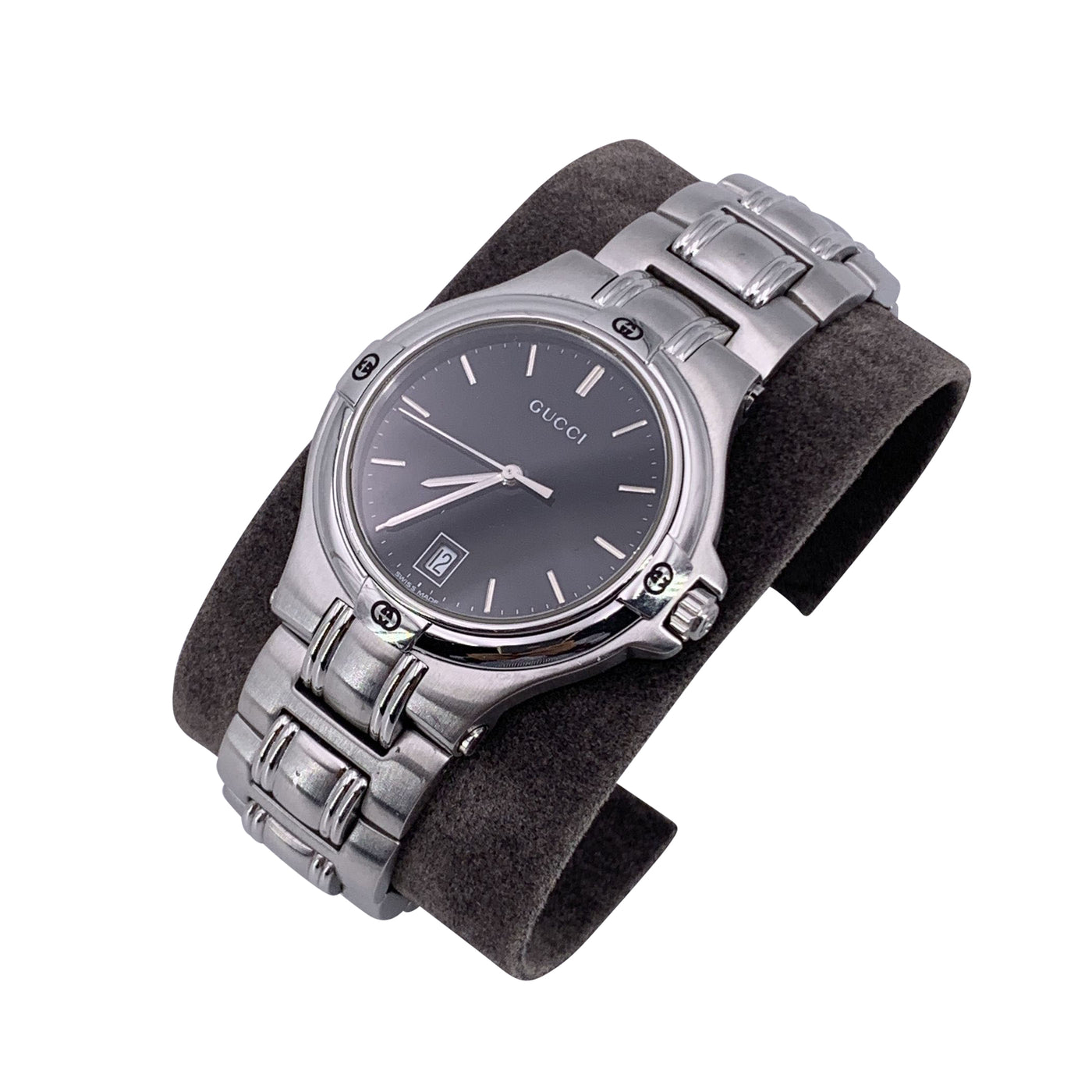 Gucci Stainless Steel Mod 9040 L Wrist Watch Black Dial
