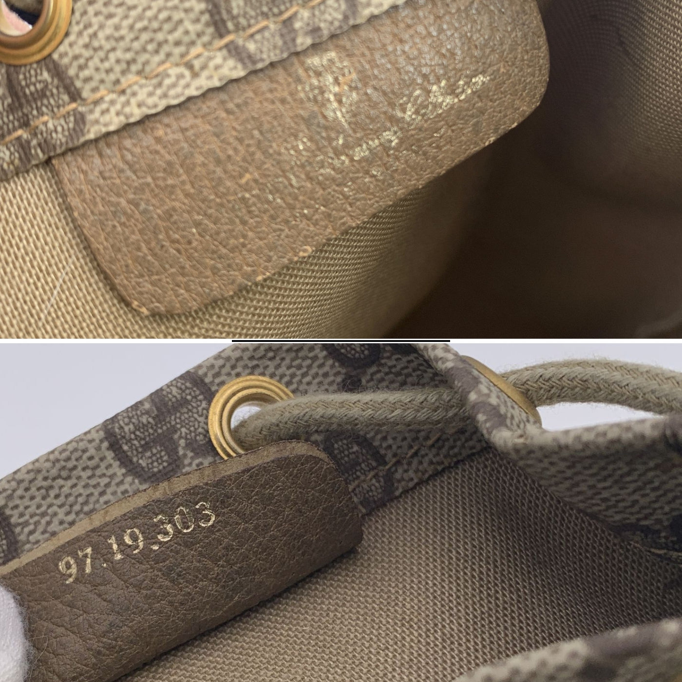 Gucci Vintage Beige Monogram Canvas Unisex Pouch Zip Case Bag