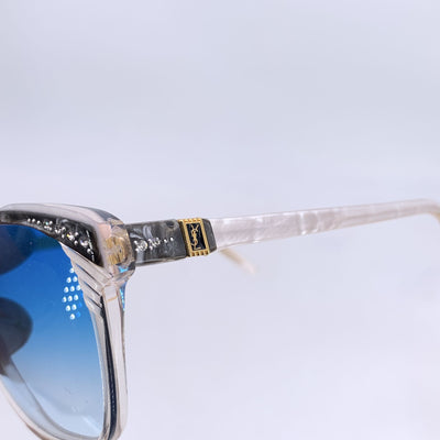 Yves Saint Laurent Vintage White Sunglasses with Blue Lens 58/14