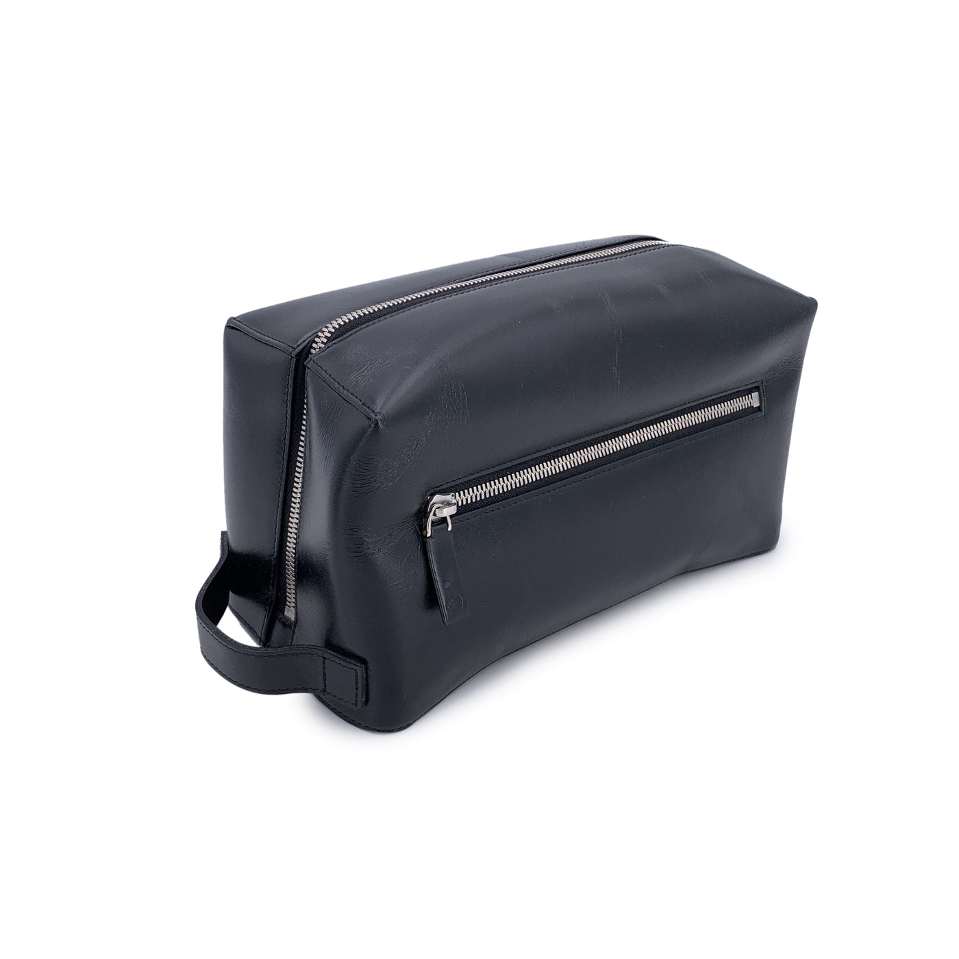 Montblanc Black Leather Toiletry Trousse Wash Cosmetic Bag