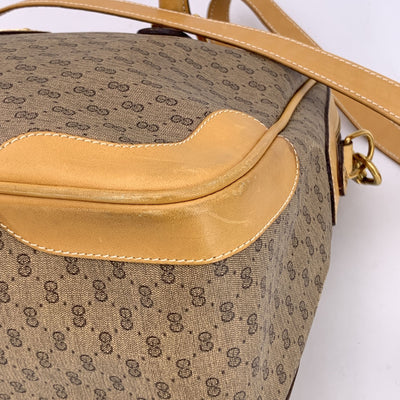 Gucci Vintage Beige Monogram Canvas Satchel Bag with Strap