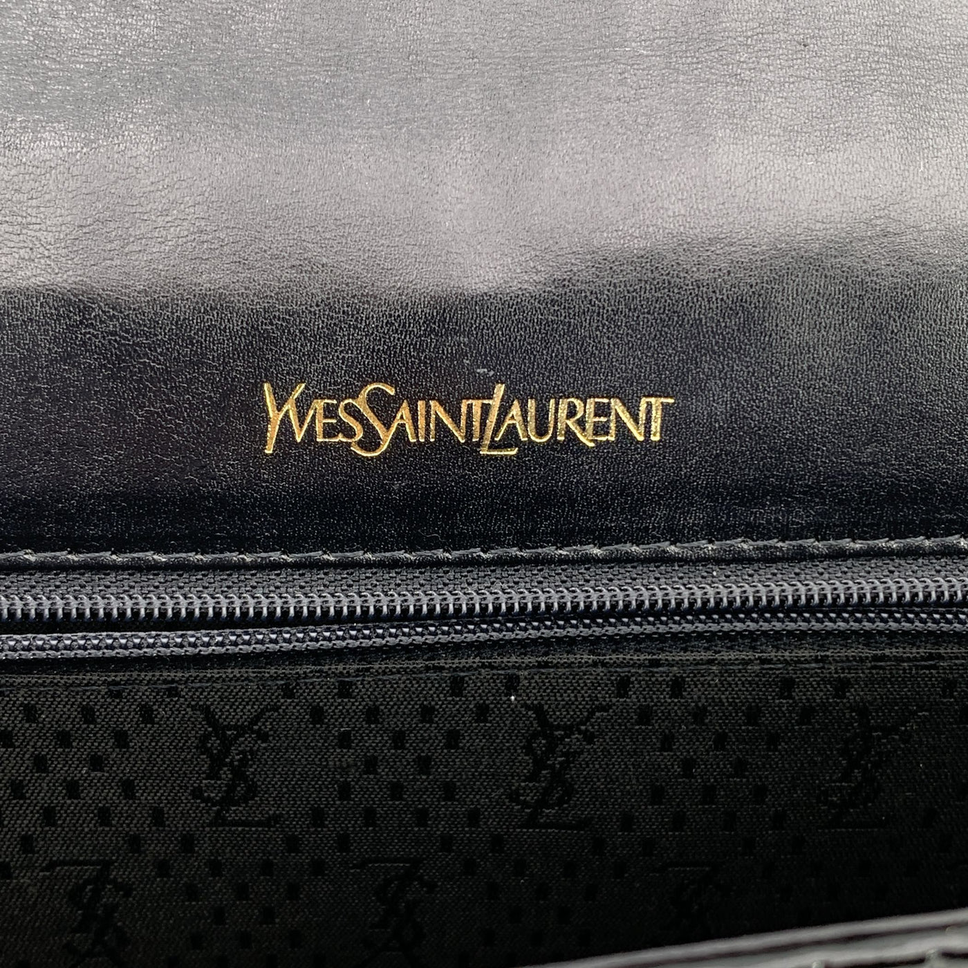 Yves Saint Laurent Vintage Black Embossed Patent Leather Clutch Bag